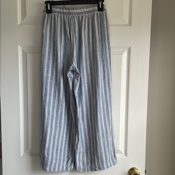 Calvin Klein Striped Blue and White Wide-Leg Pants - Picture 2 of 7